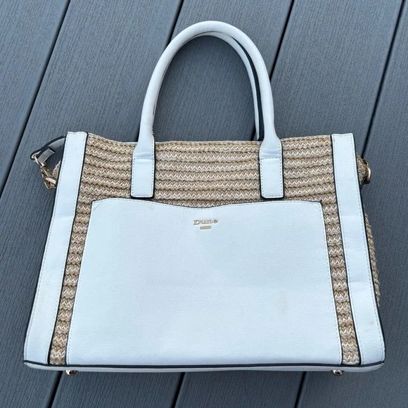 Dune London Blue and Tan raffia rattan satchel - Picture 1 of 8